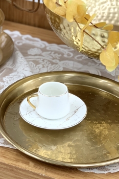 Ensemble de tasses à café turques optiques en marbre La Otantik, 12 pièces, blanc mat petit