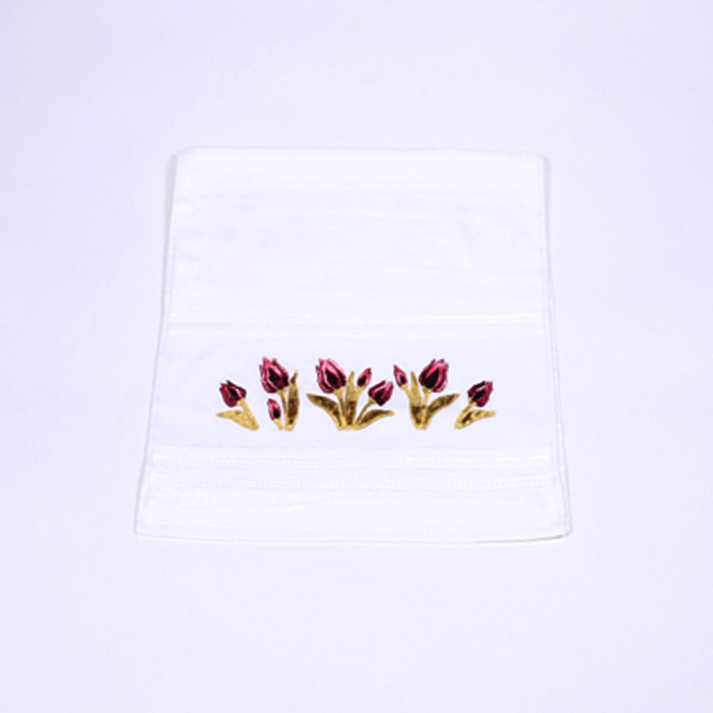 Serviette à fleur velours tulipe bordeaux rose