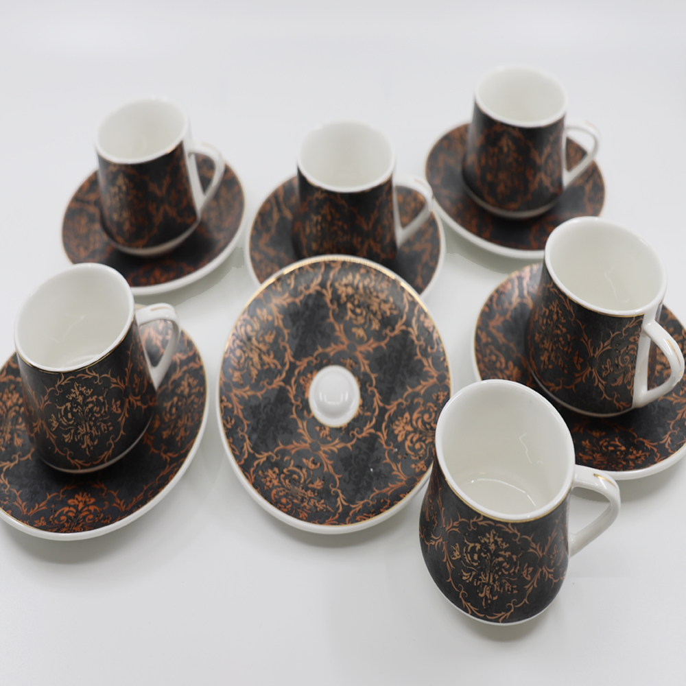 Tasse à café 6 Pièces Zellerfeld à motif noir/bronze