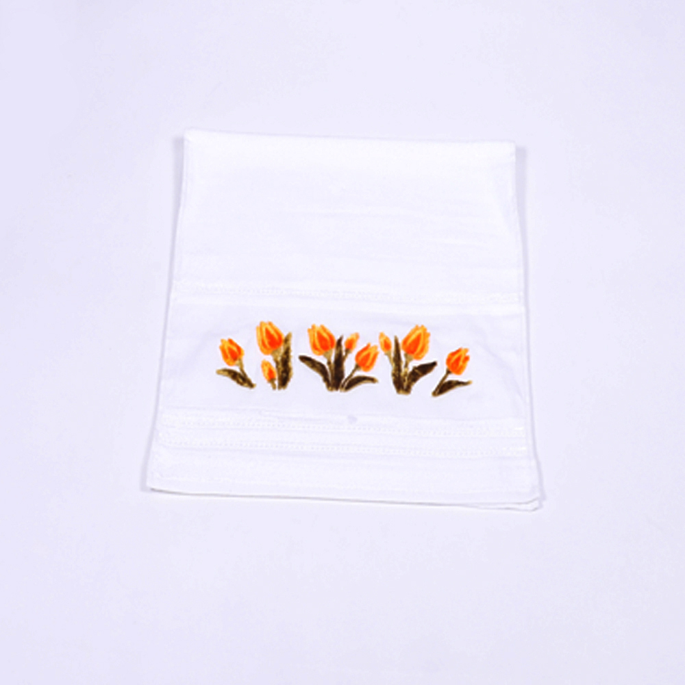 Serviette à fleur velours tulipe orange