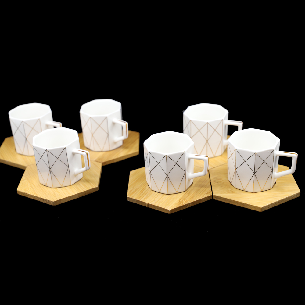 Set de café 6 pièces Almina bambou triangle - doré