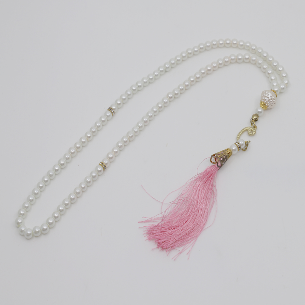 Tasbih à perles 99 pièces - blanc/rose