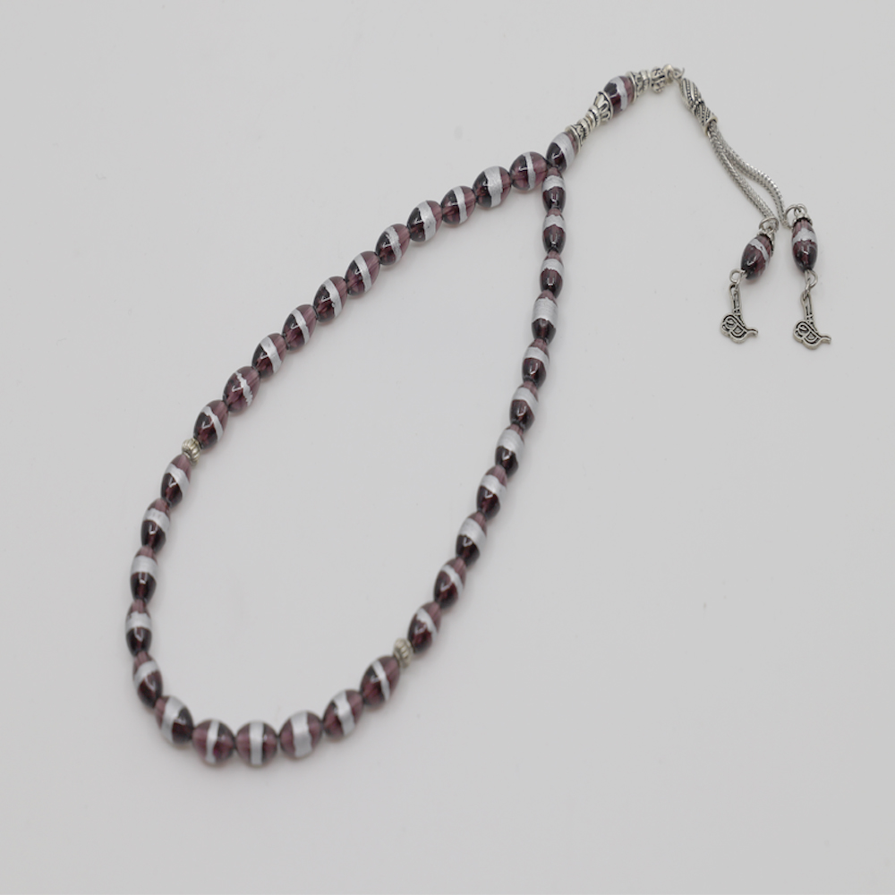 Tasbih - Lot de 10 perles de prière à motif 33 pièces - violet