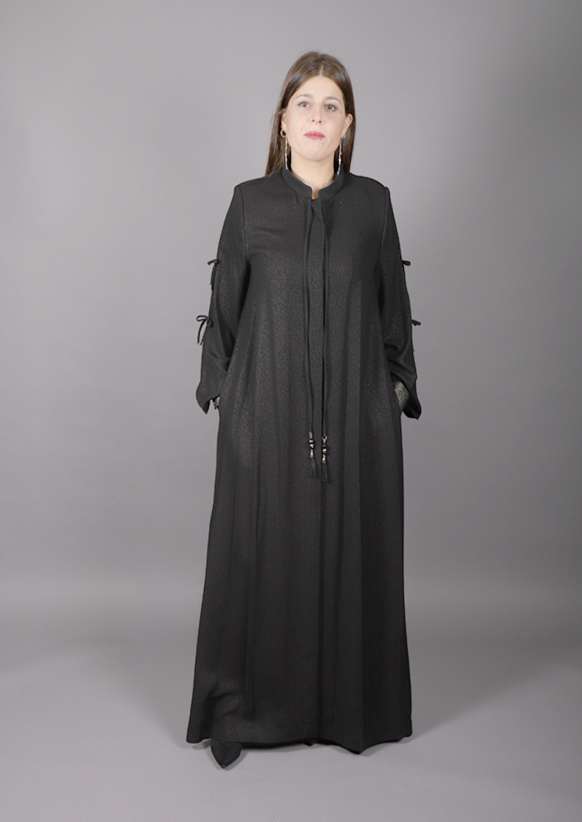 Abaya noir  à motif  Doque 