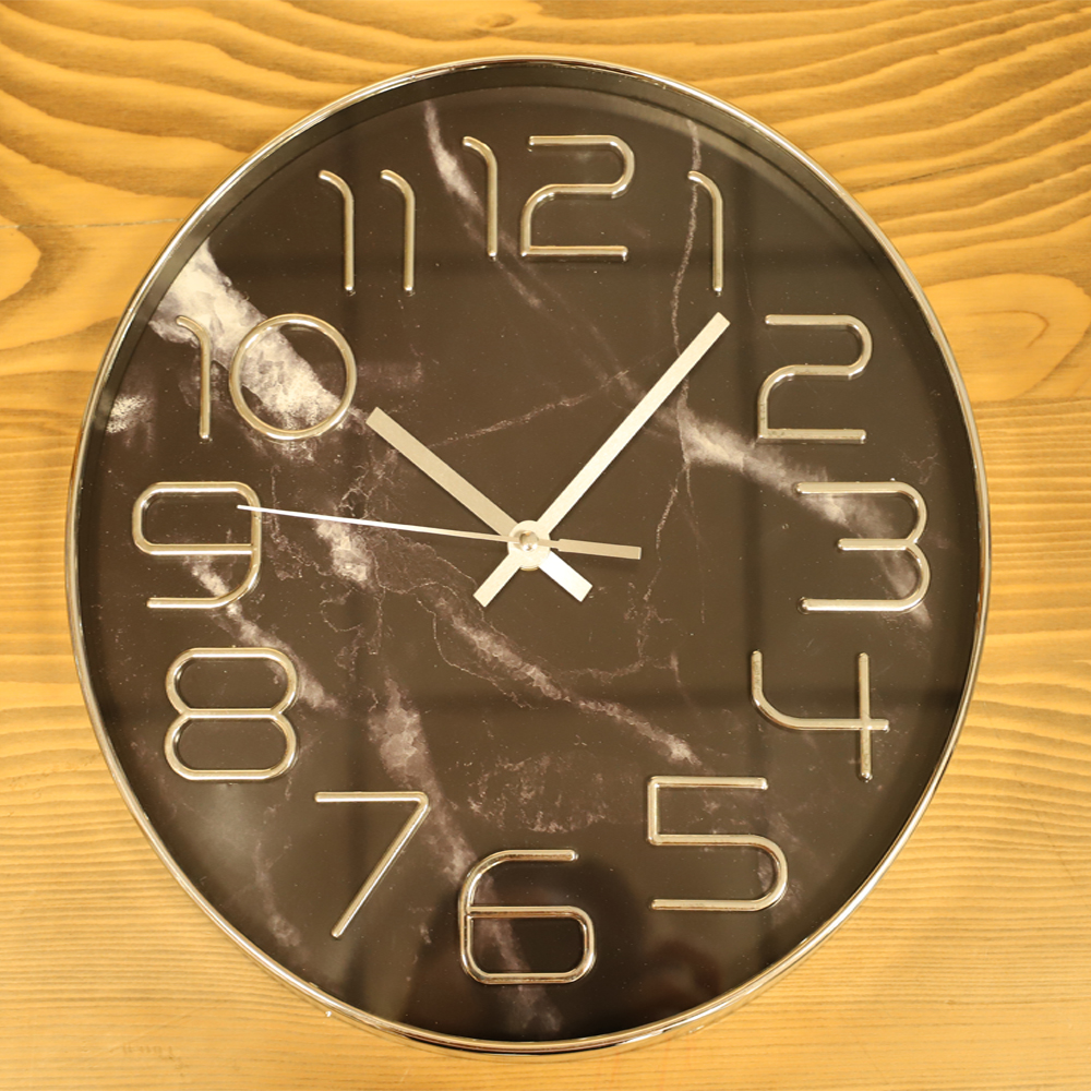 Horloge murale effet  marbré - noir/gris 30cm