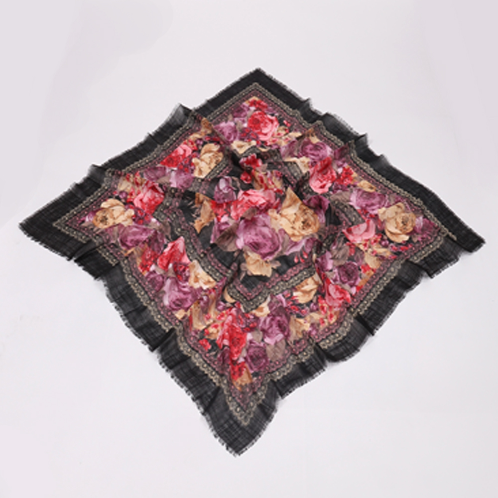 Foulard carré à fleur - multicolore
