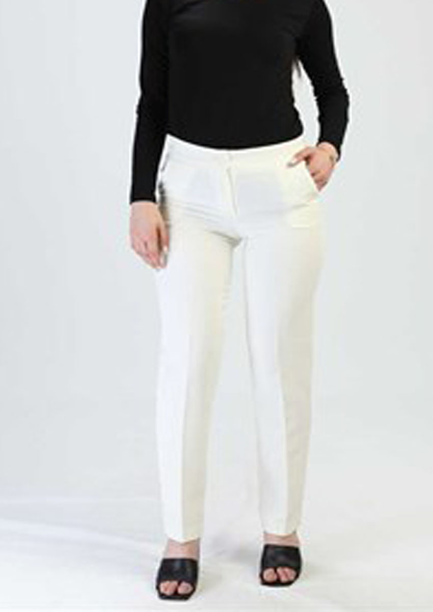 Pantalon poche simple bouton - Ecru 5153