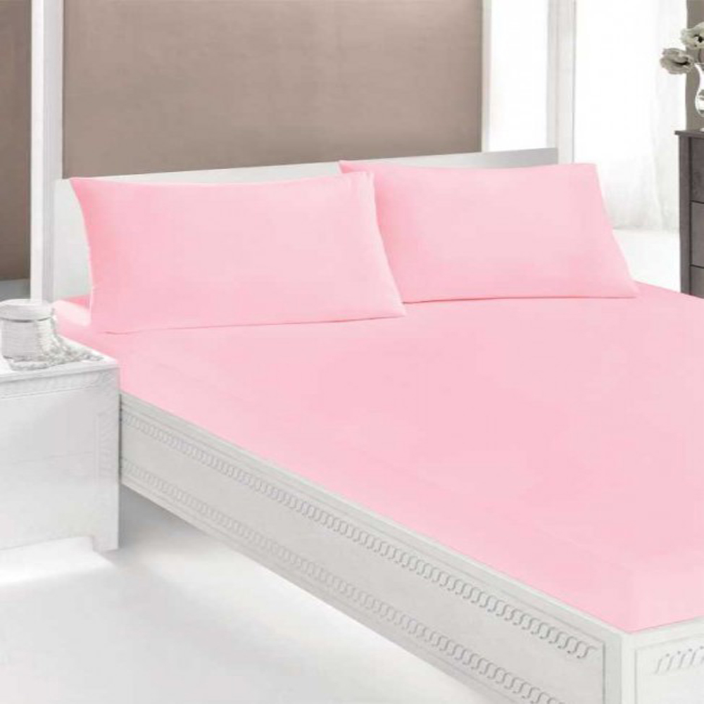Drap housse élastique coton Ipekce 160x200cm - rose