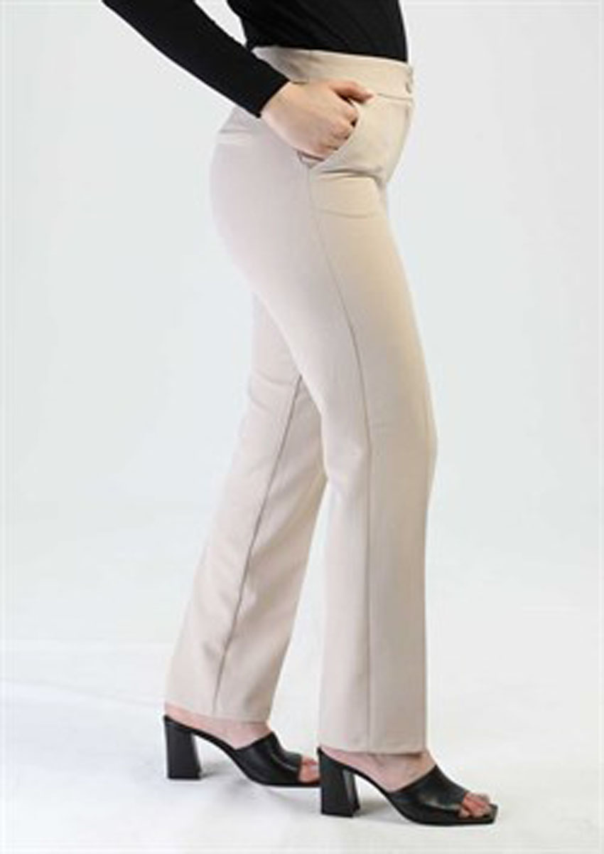 Pantalon poche simple bouton - taupe 5153T