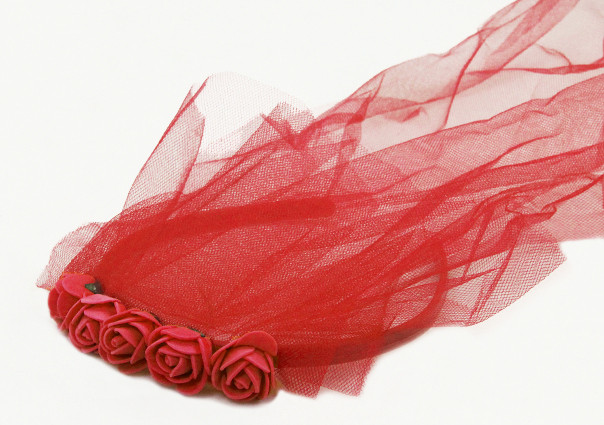 Accessoires de cheveux avec fleur et tulle ( lot de 12 pièces )  bordeaux
