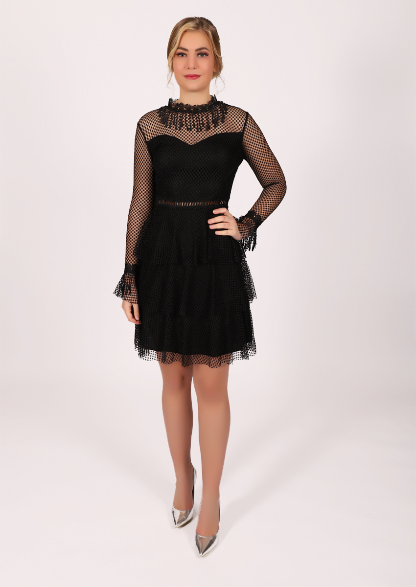 Robe courte pointillé Dans - noir