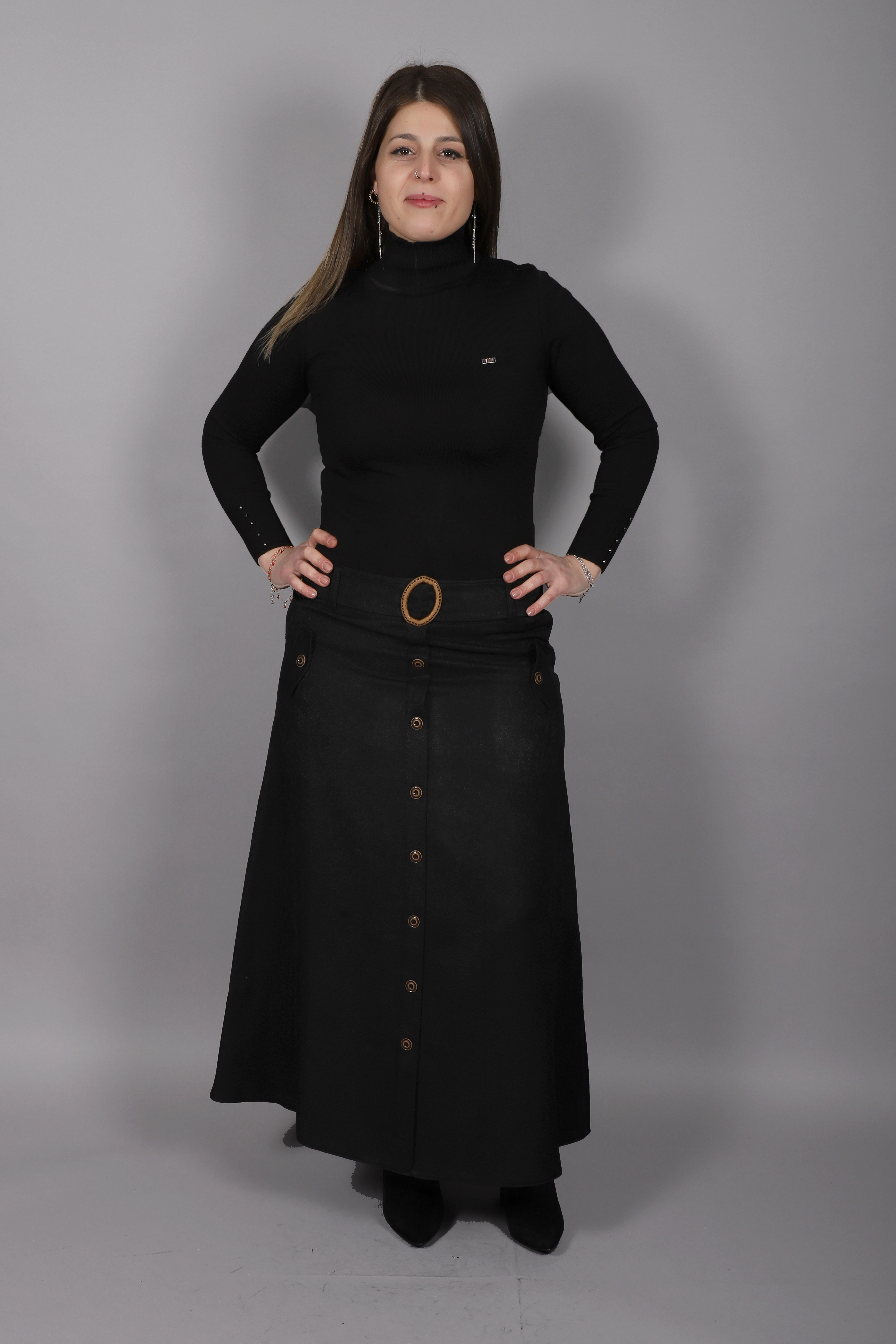 Jupe ceinturé Uzunlar - jean noir