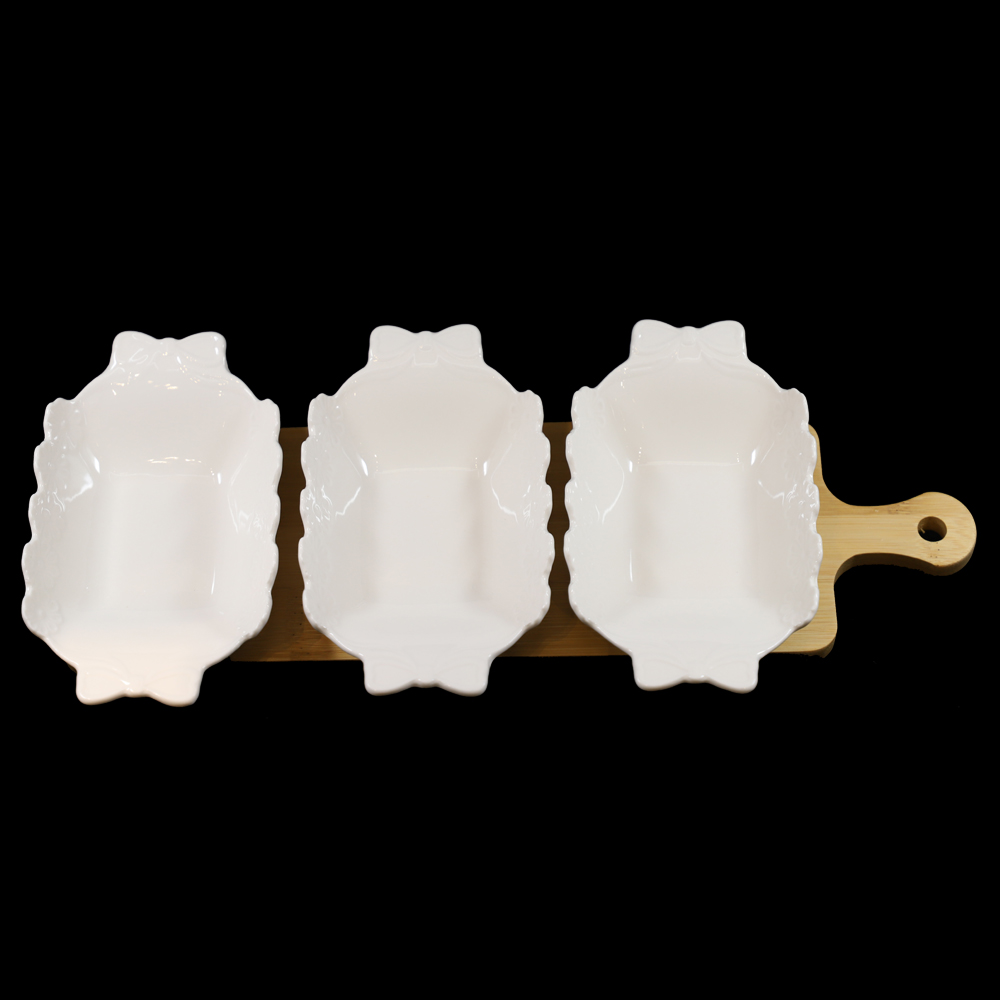 Service de bol avec plateau bambou Almina AL-8654