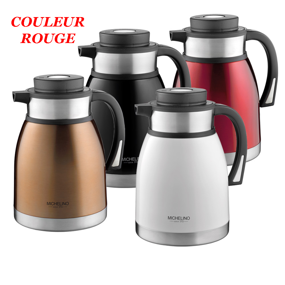 Pichet à vide en acier inoxydable Michelino série andorra 1.5L / rouge 