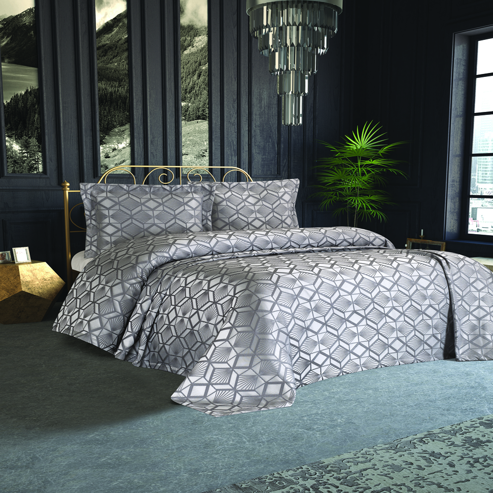 Couvre lit 2 personnes Ipekce home Gizem gris