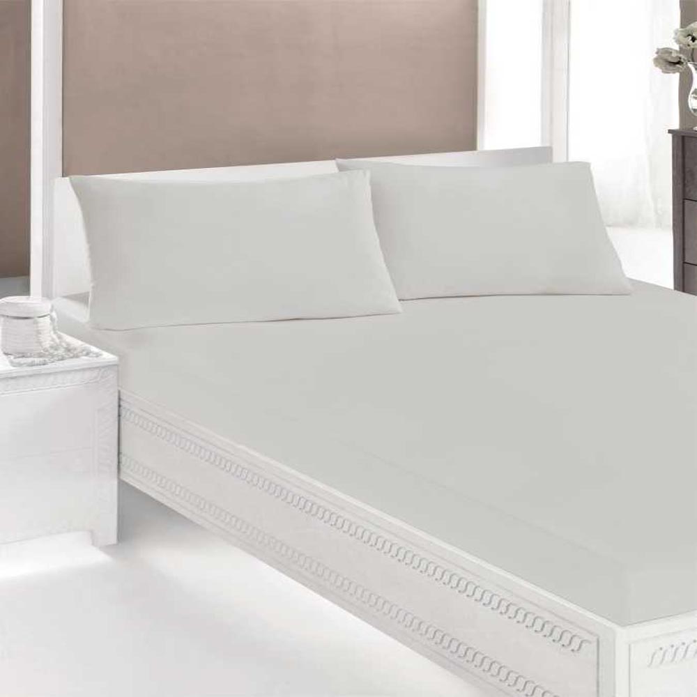 Drap housse élastique coton Ipekce 160x200cm - beige