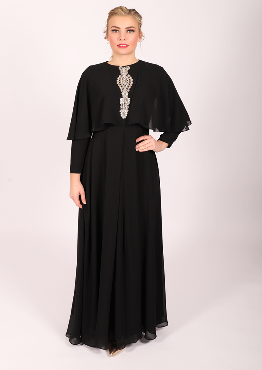 Robe longue à strass Garize - noir