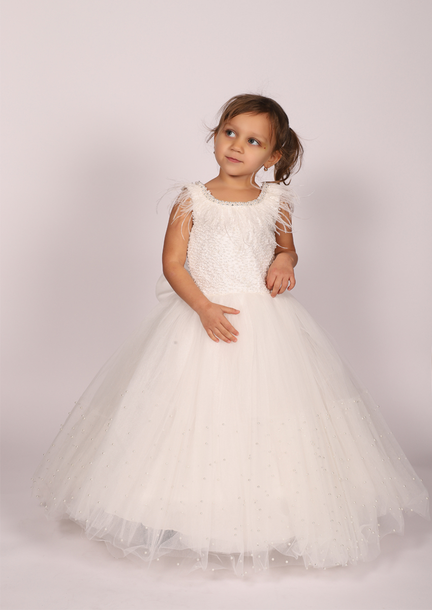 Robe de soirée à perle Helin'a - blanc 