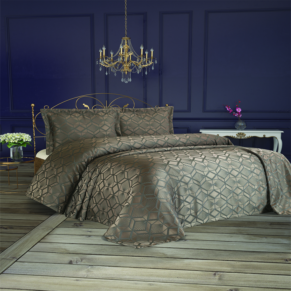 Couvre lit 2 personnes Ipekce home Gizem taupe/marron