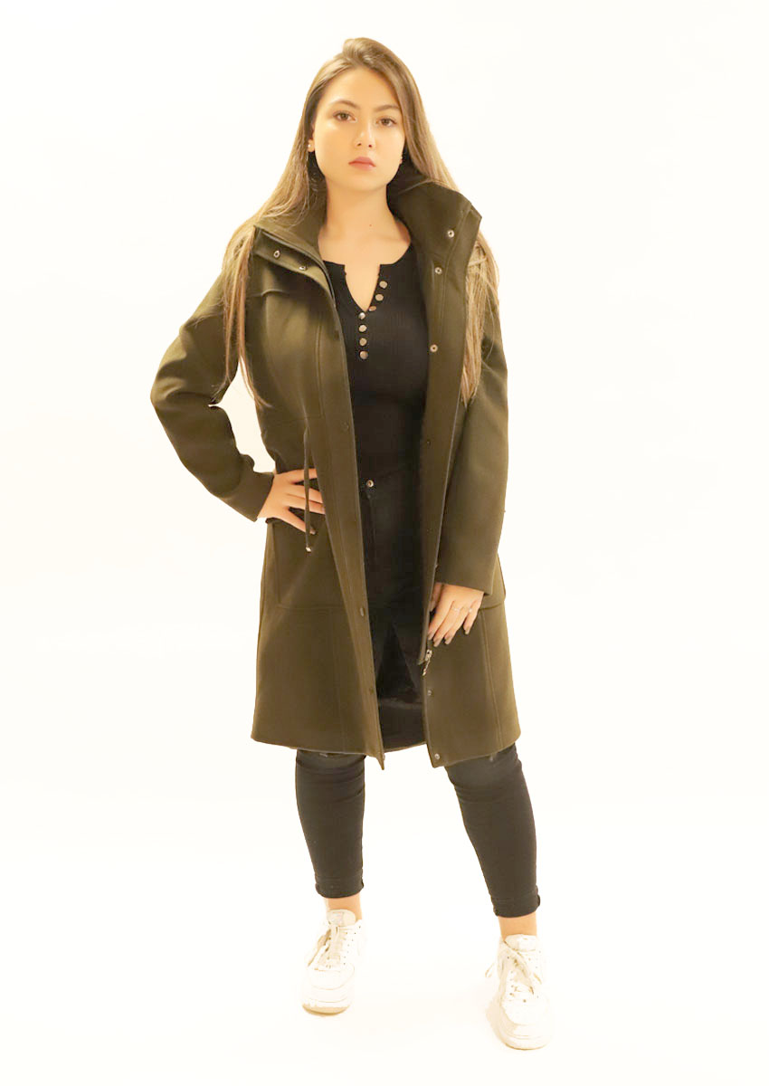 Manteau mi-long simple - kaki