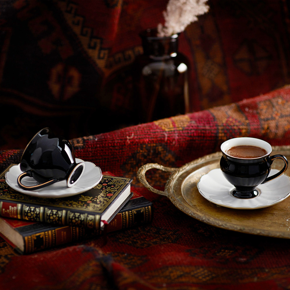 Ensemble de 6 tasses à café Karaca - noir/blanc