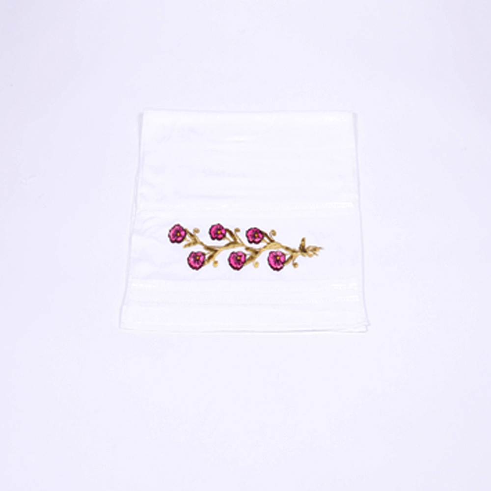Serviette à fleur velours dahila rose