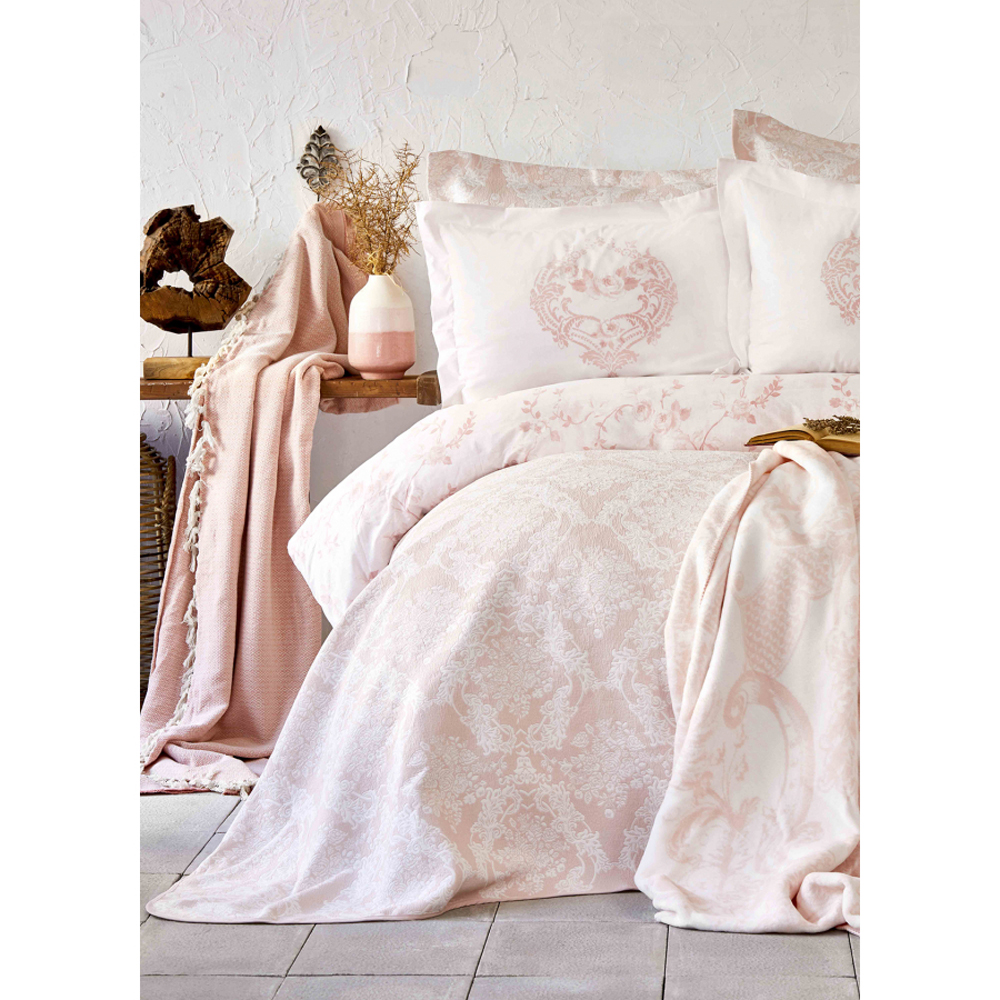 Karaca Home housse de couette 2 personnes en satin de coton poudré Royal Quatre Royal 