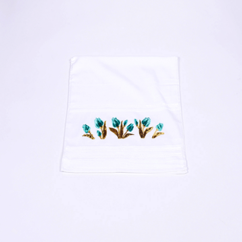 Serviette à fleur velours tulipe vert menthe