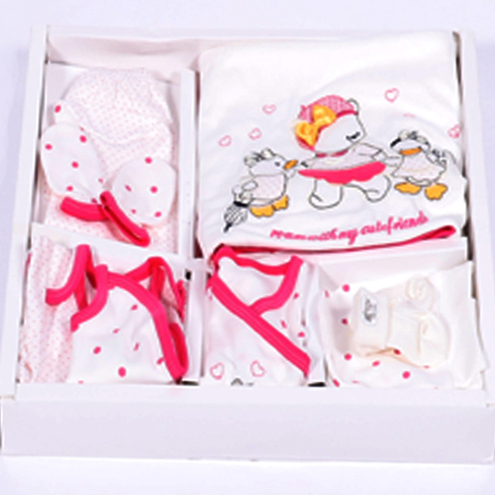 Leylek coffret bébé cadeau 10 pièces ourson fille - rose          