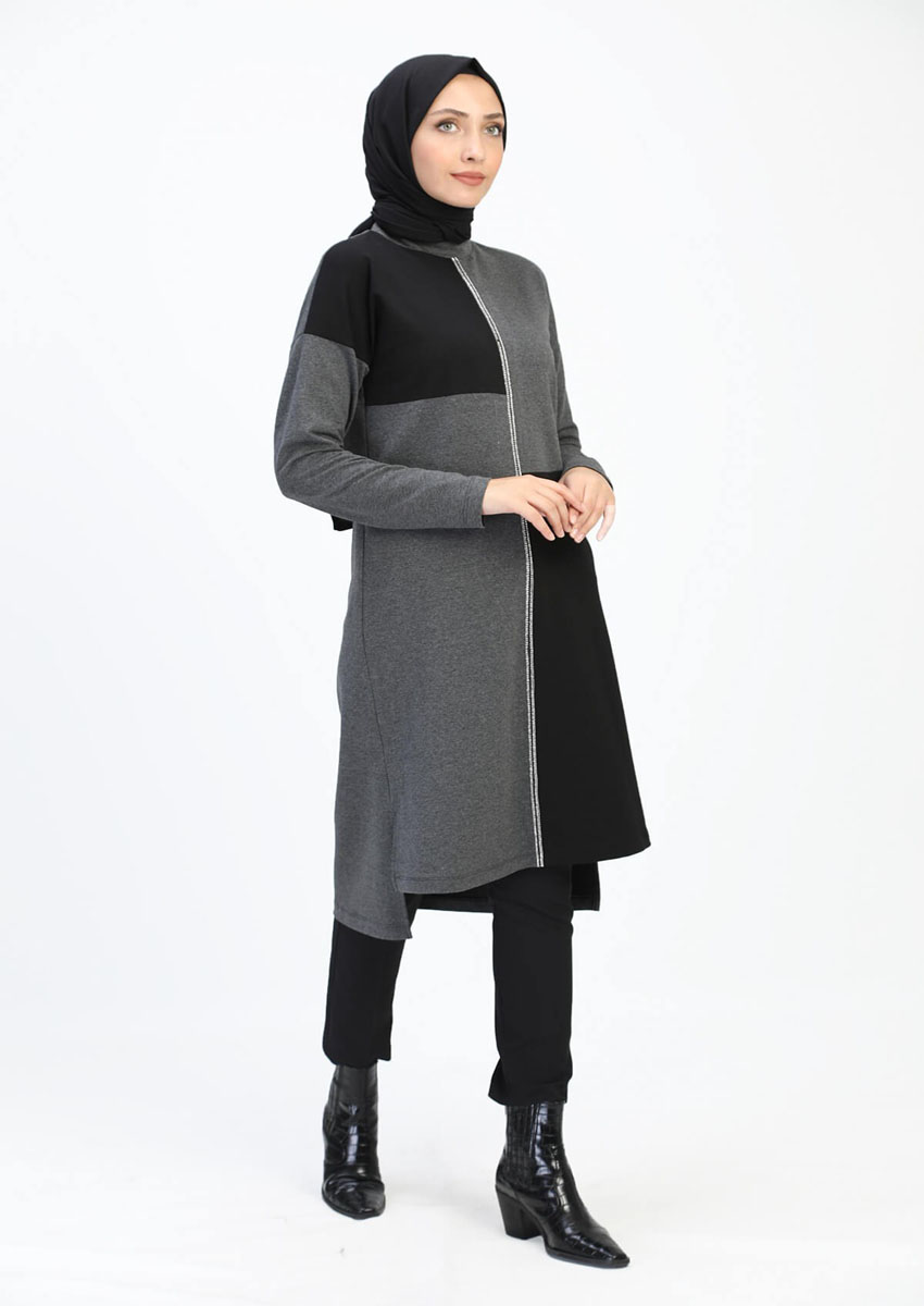 Tunique avec détail strass Gris