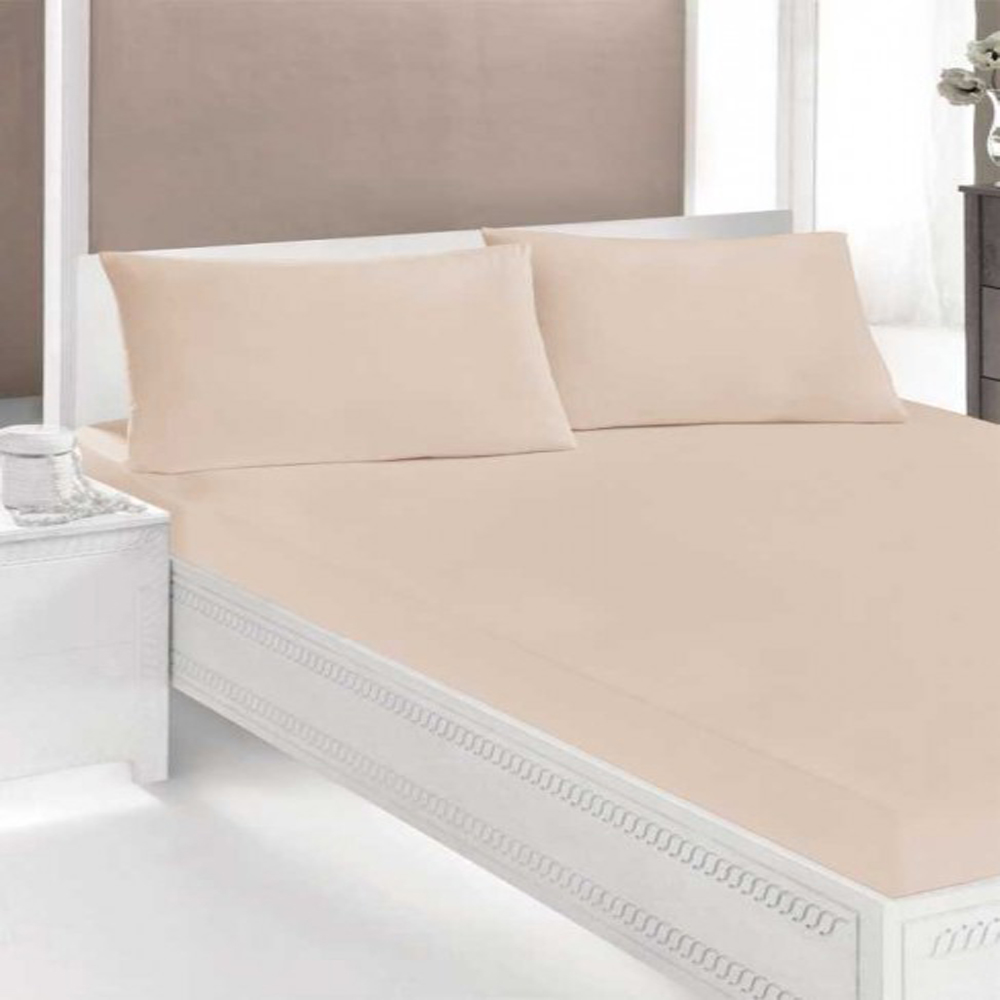 Drap housse élastique coton Ipekce 160x200cm - rose pâle