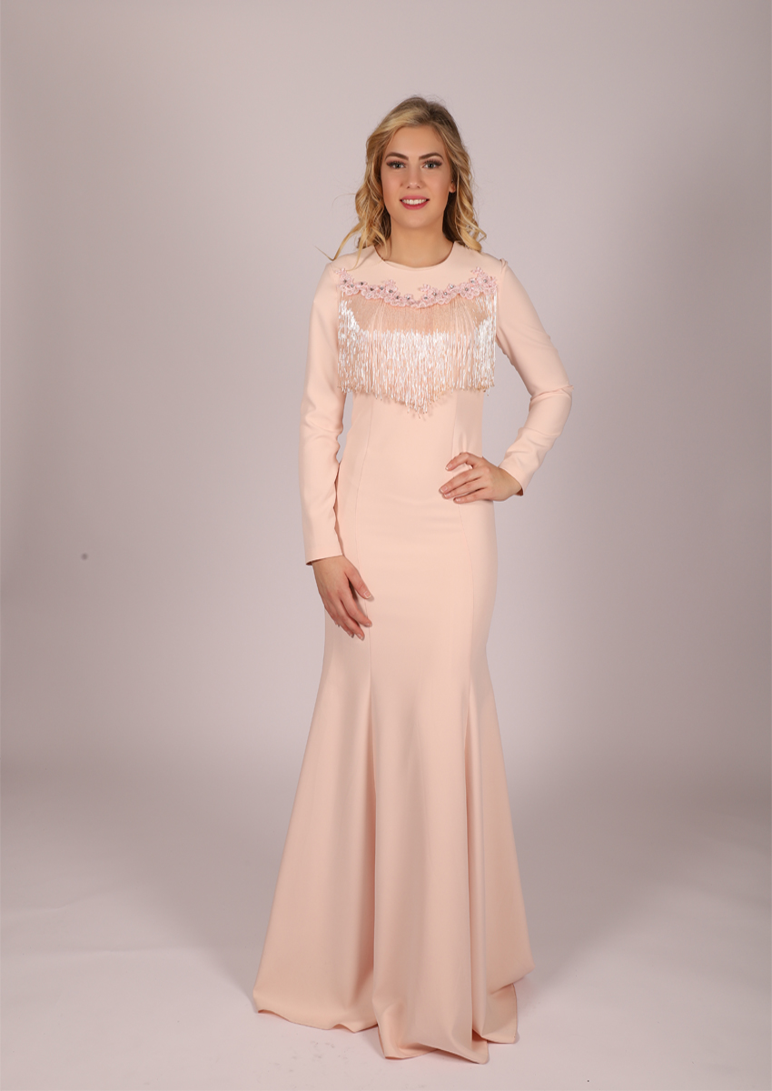 Robe de soirée longue Pomme passion  à perle coupe sirène 