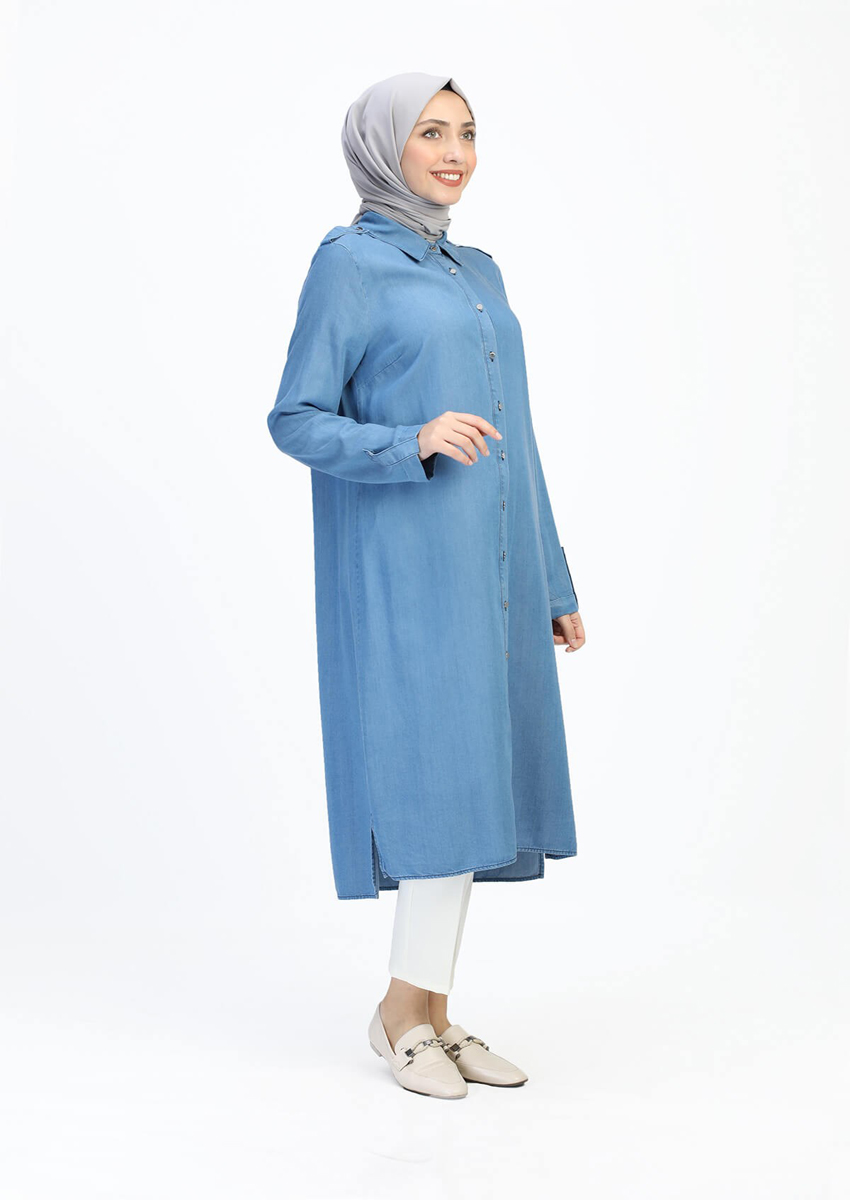 Tunique détaillée en jeans 1411 - bleu clair