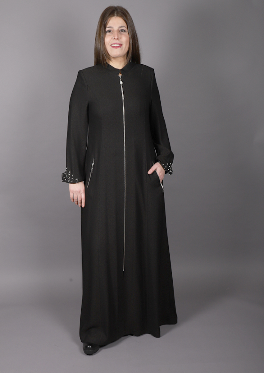 Abaya Doque noir à perle 