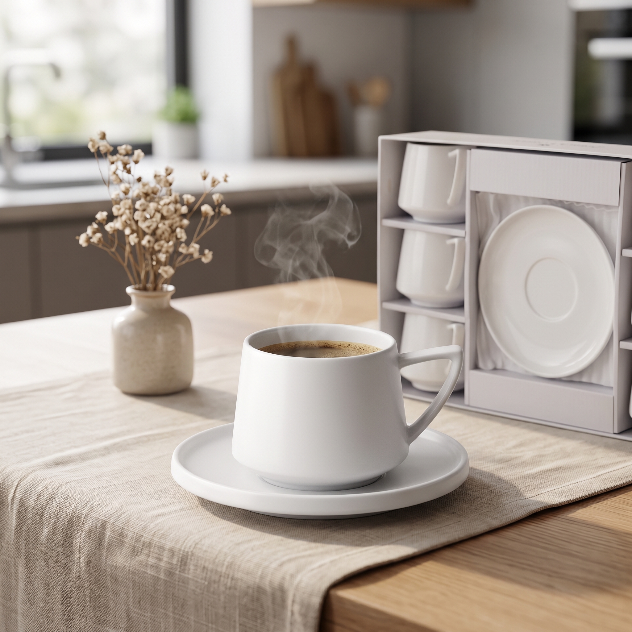 Ensemble à Café en Porcelaine "Bellon White" (12 Pièces) - Bricard Porcelain