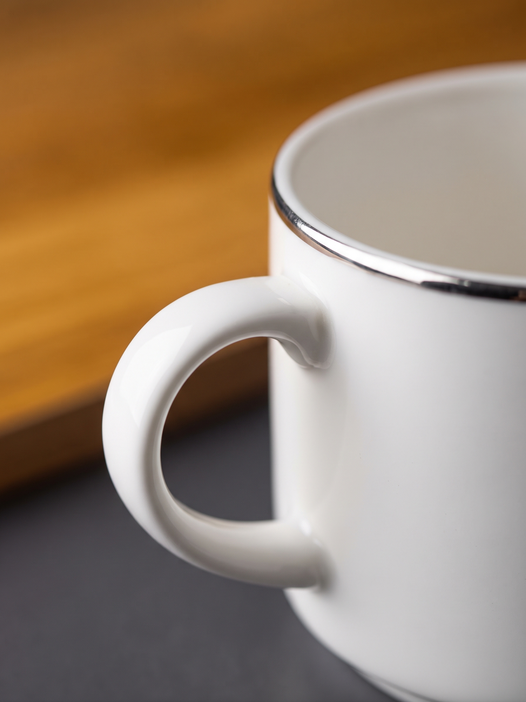 Service de 6 Tasses Bricard Porcelain avec Liseré Argenté - Blanc Classique