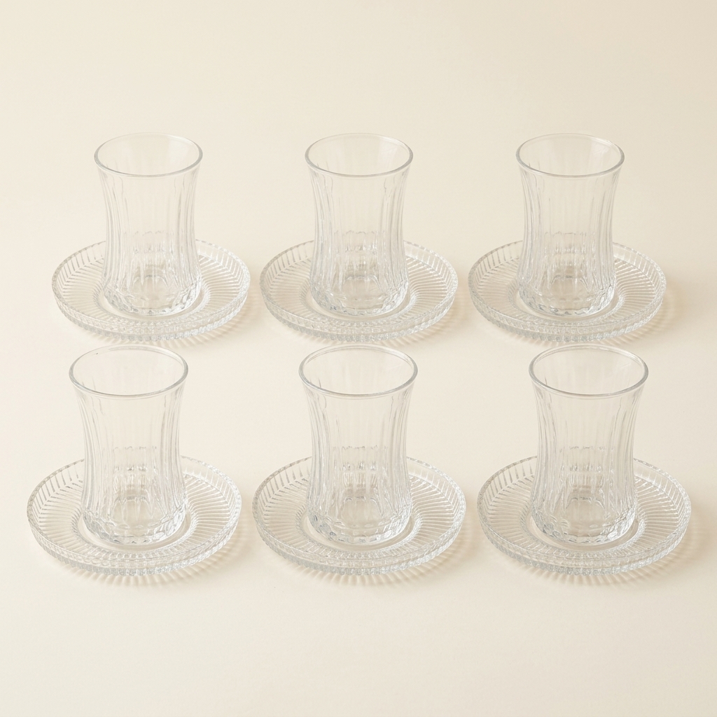 Service de Verres à Thé avec Soucoupes 12 Pièces - Bavary Collection