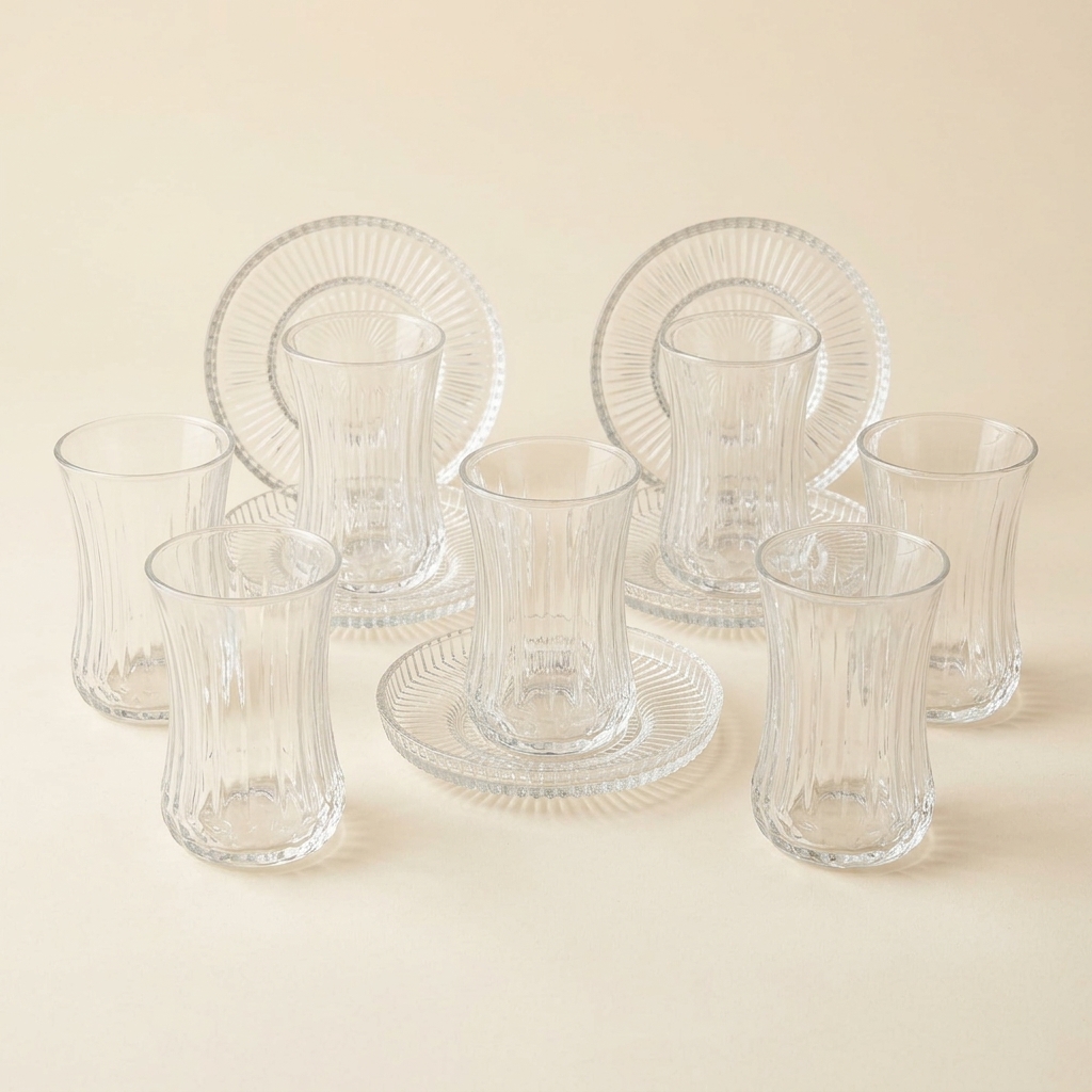 Service de Verres à Thé avec Soucoupes 12 Pièces - Bavary Collection
