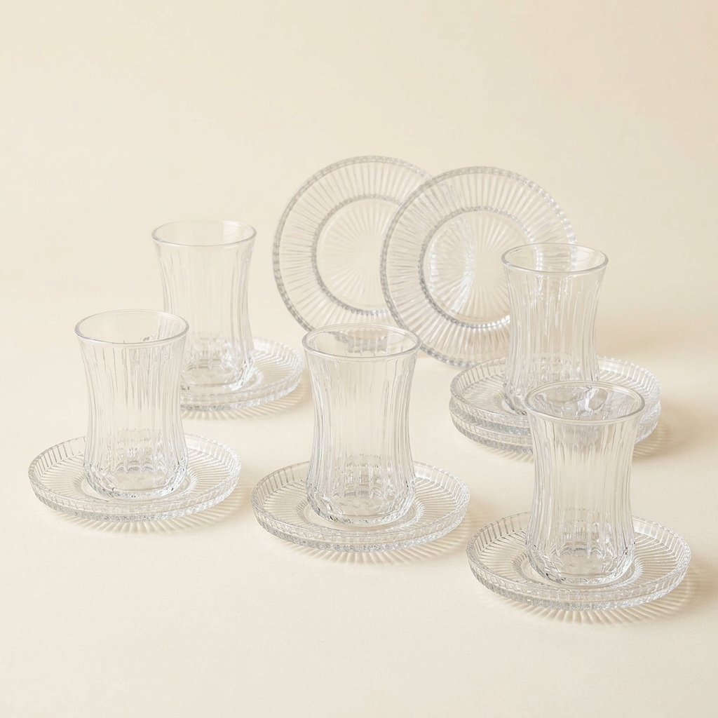 Service de Verres à Thé avec Soucoupes 12 Pièces - Bavary Collection
