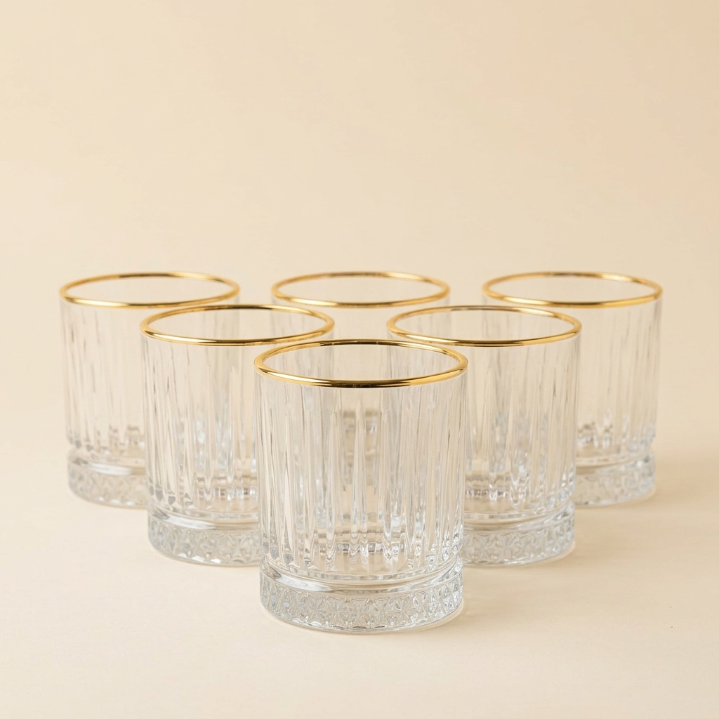 Lot de 6 Verres à Eau Elisa Golden 240 ml - Almina