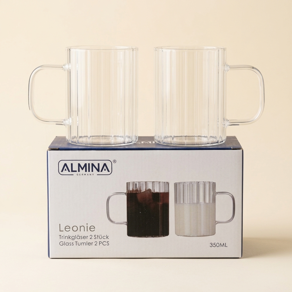 Lot de 2 Tasses en Verre Cannelé Leonie 350 ml - Almina