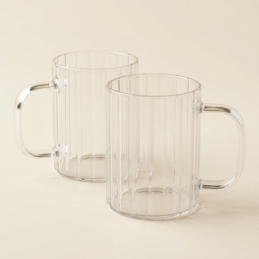 Lot de 2 Tasses en Verre Cannelé Leonie 350 ml - Almina