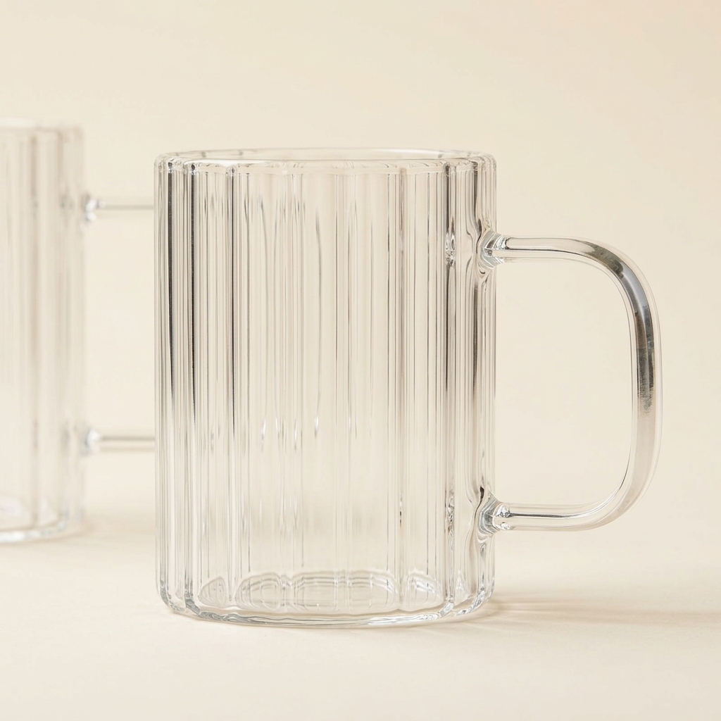 Lot de 2 Tasses en Verre Cannelé Leonie 350 ml - Almina