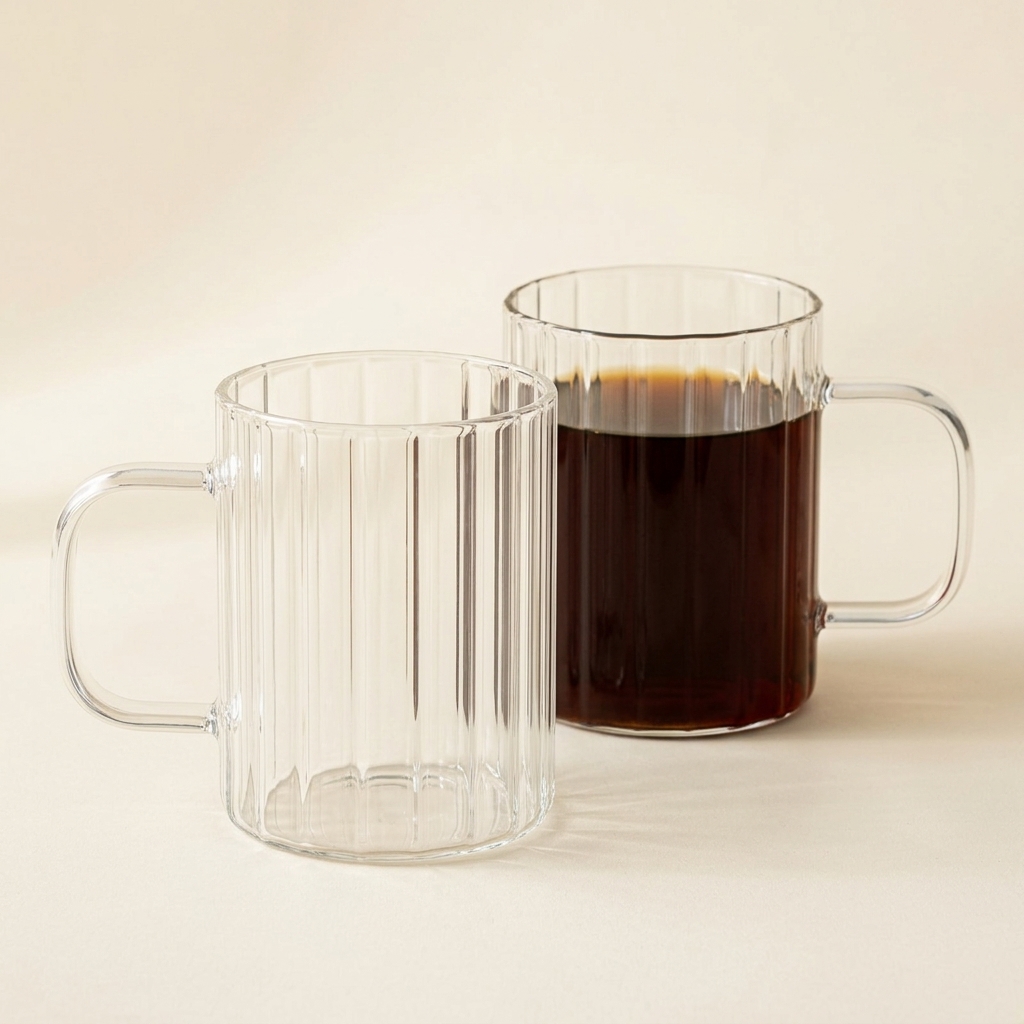 Lot de 2 Tasses en Verre Cannelé Leonie 350 ml - Almina