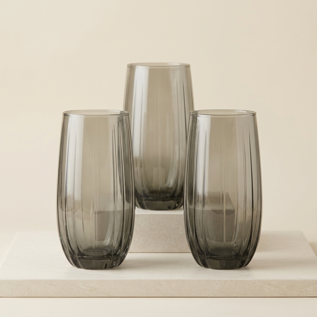 Lot de 3 Verres Hauts Linka Gris Fumé - Paşabahçe