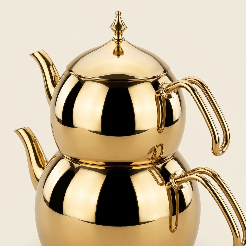 Service à Théière Turque Korkmaz Hanedan Gold Premium - Inox Doré