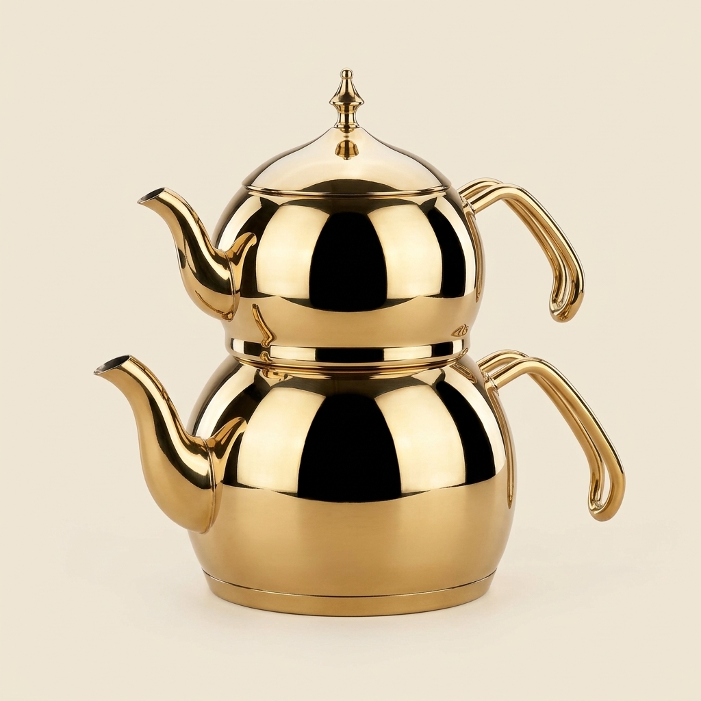 Service à Théière Turque Korkmaz Hanedan Gold Premium - Inox Doré