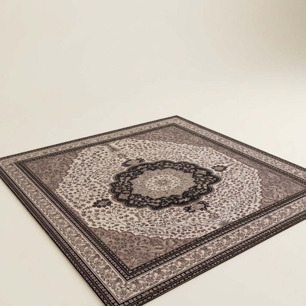 Tapis de Salon Classique à Motifs Orientaux - Beige et Taupe