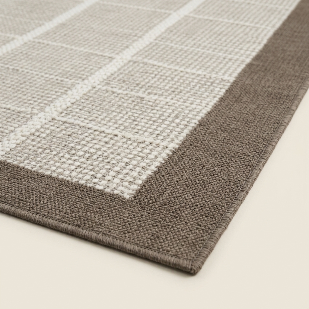 Tapis de Salon Moderne à Motifs Géométriques et Bordure Contrastée