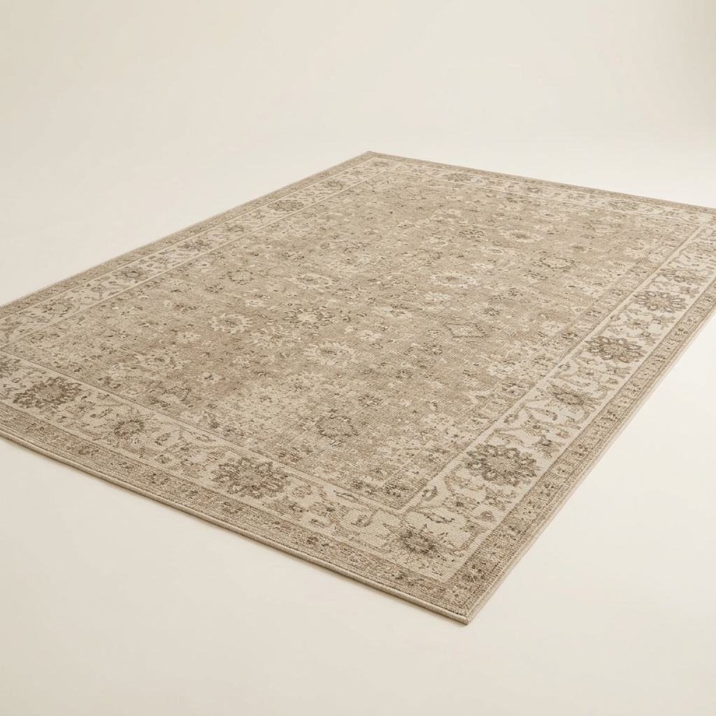 Tapis de Salon Classique Vintage aux Motifs Orientaux - Beige